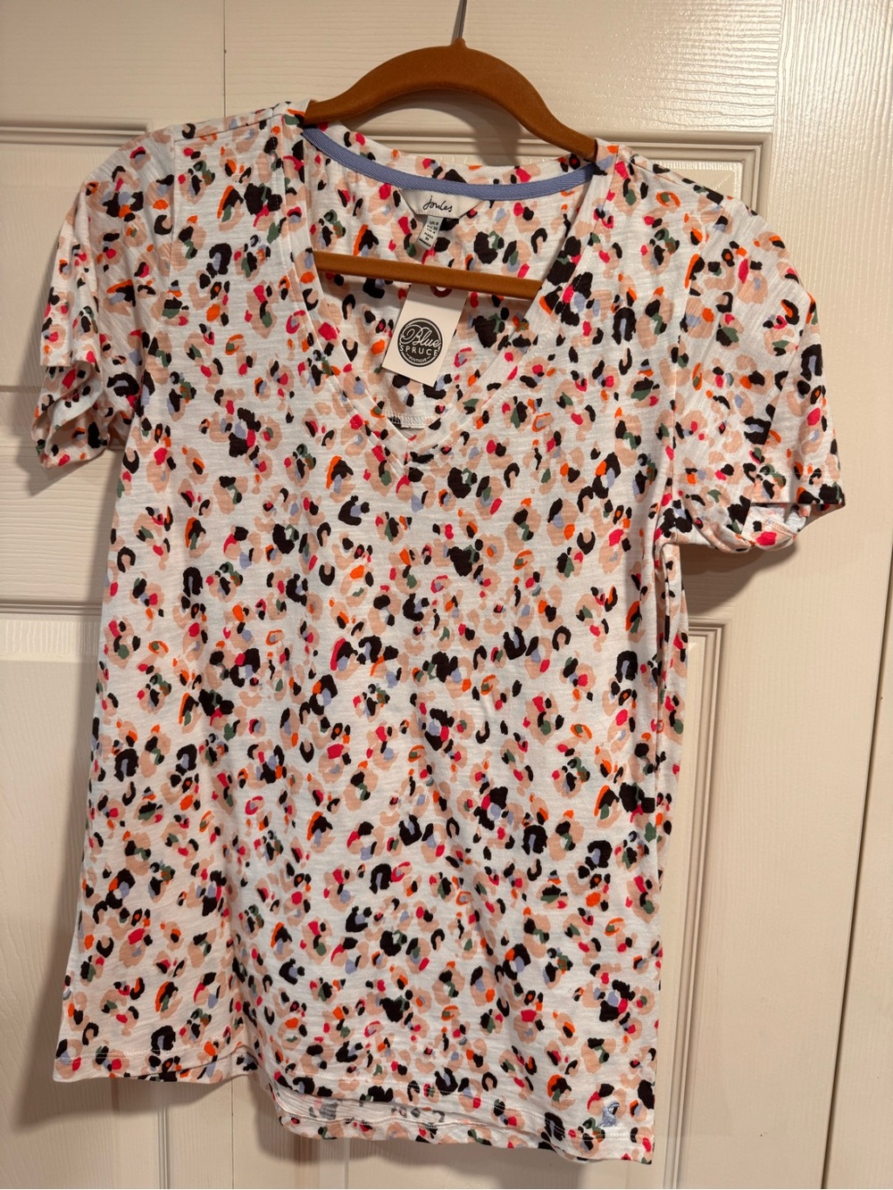 Joules Multicolor Leopard Print V-Neck Tee